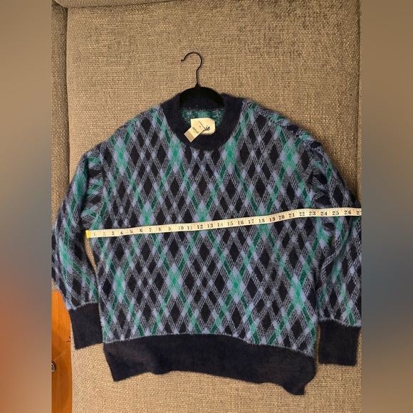 Aerie Argyle Oversized Sweater – Navy/Green/Blue – Size Small – NWT - Picture 7 of 13